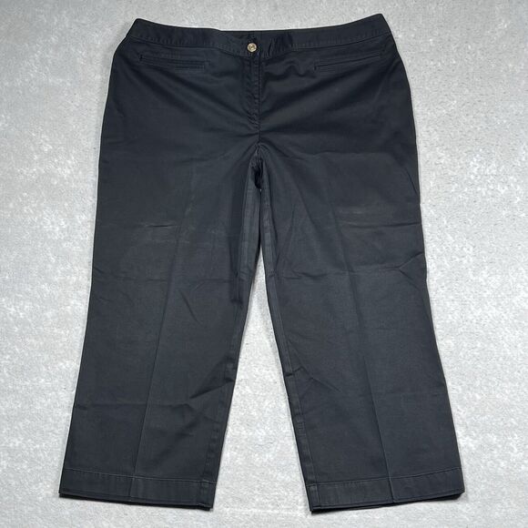 St John Collection Cropped Pants Womens Size 16 Black Capri Pockets Inseam 22” - Picture 1 of 12